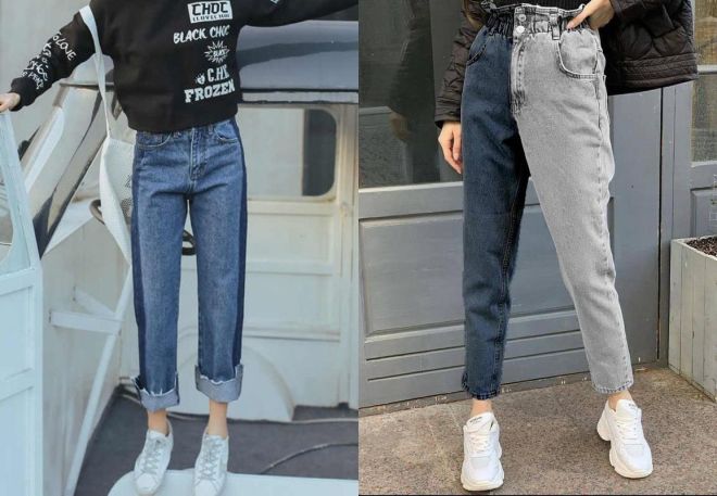 двухцветные женские джинсы
