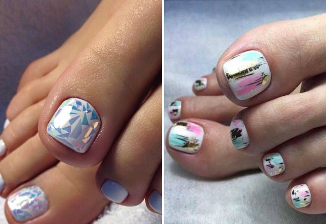 summer pedicure with foil