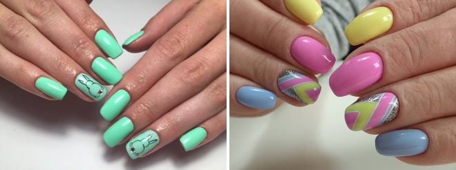 summer manicure on square nails