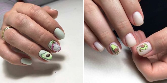 summer manicure ideas for short nails with avocado