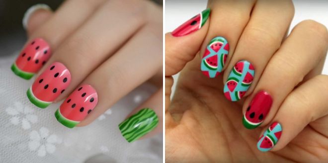 watermelon manicure for short nails