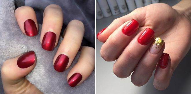 red manicure for short nails summer design