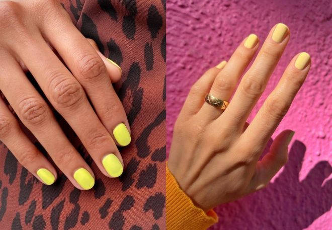 trendy colors of manicure in the summer of 2022 yellow