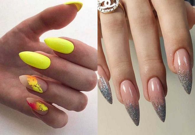 bright summer manicure for sharp nails 2022