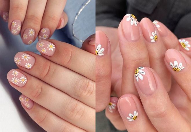 summer manicure with flowers