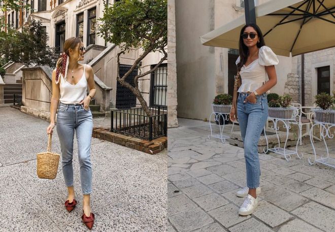 женские образы с джинсами