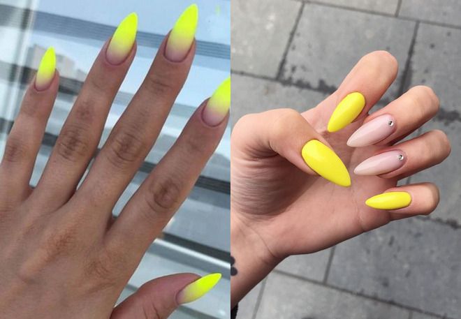 yellow almond manicure for summer
