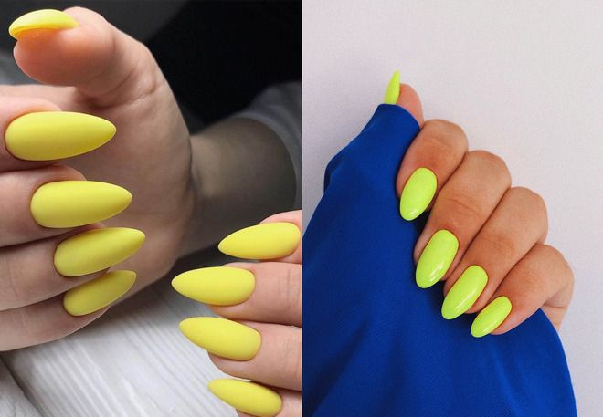 yellow almond manicure for summer 2022
