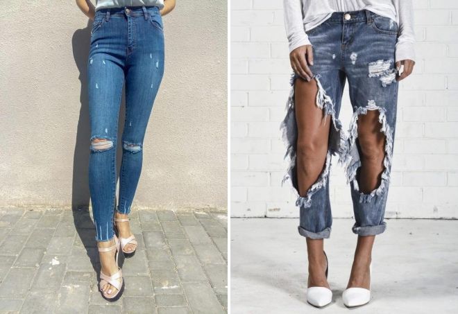 рваные женские джинсы