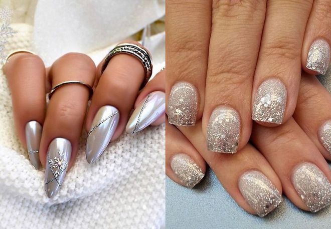 New Year's silver manicure