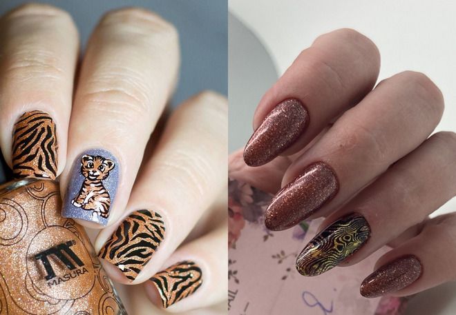 New Year's manicure with a tiger