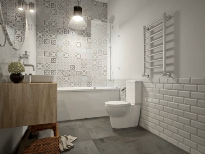 свтелая туалетная комната в скандинавском дизайне