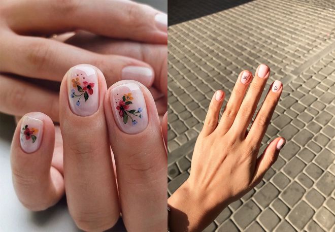 manicure for short nails with stickers