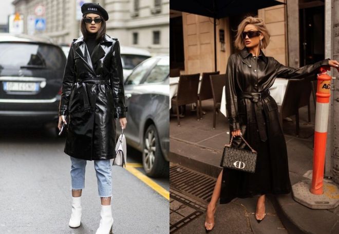 модные женские кожаные пальто 2022