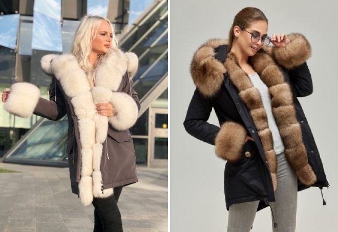 зимние женские куртки парки с натуральным мехом