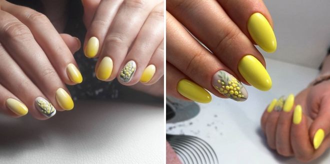 желтые весенние ногти