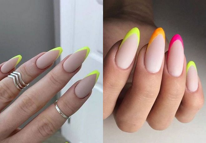 french manicure bright colors