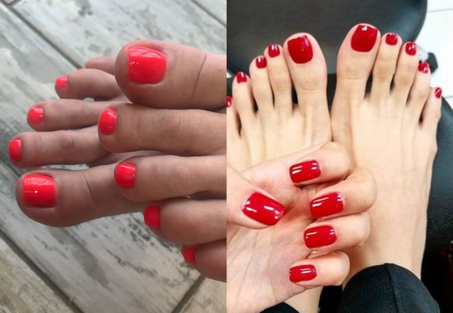 trendy red pedicure