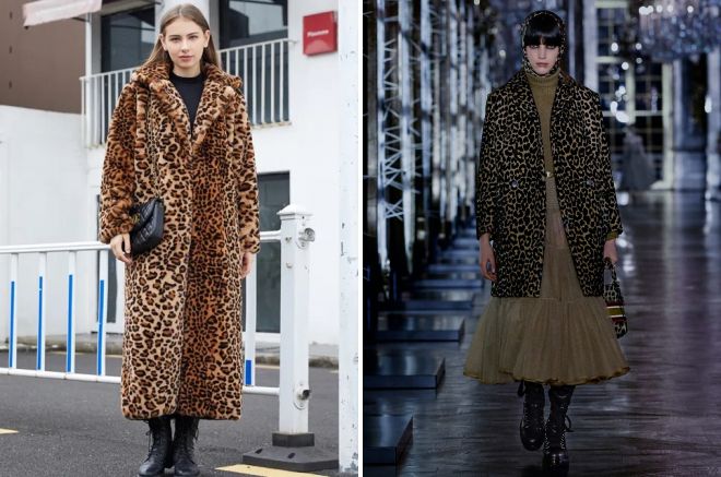 женское леопардовое пальто