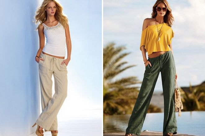 легкие женские брюки на лето из льна