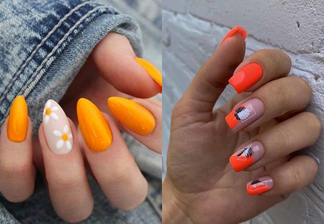 summer orange manicure