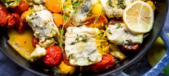 филе пикши с овощами в духовке