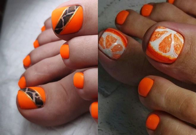 дизайн ногтей оранжевого цвета