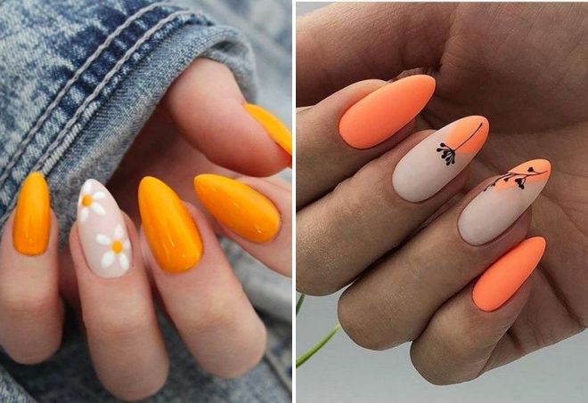 spring orange manicure