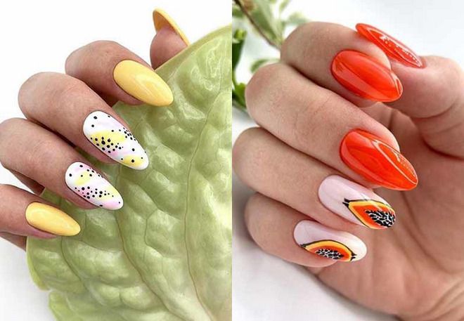 summer bright manicure with a pattern