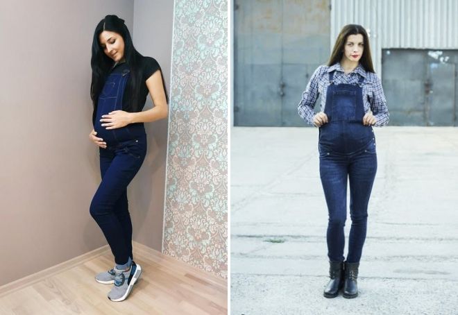 женский джинсовый комбинезон для беременных