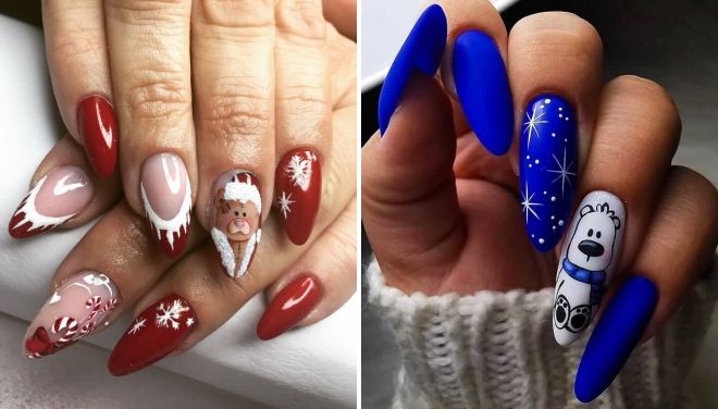 fashionable New Year's manicure with a pattern