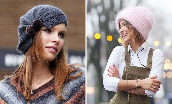 вязаные зимние шапки для женщин