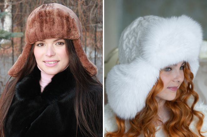 женские зимние шапки ушанки из натурального меха