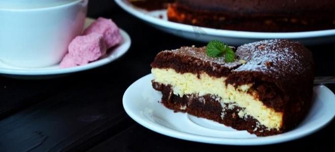 шоколадный творожный пирог
