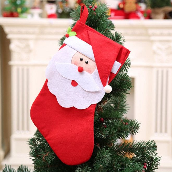 новогодние носки для подарков из фетра санта