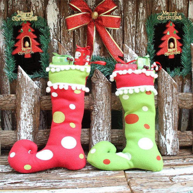новогодние носки для подарков из фетра эльфы