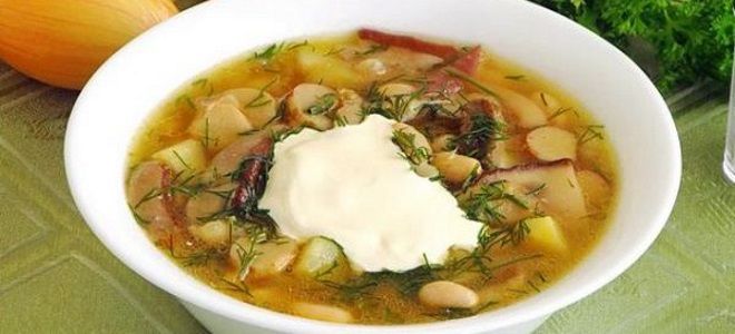грибной суп с фасолью