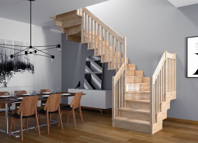 деревянная лестница в скандинавском стиле