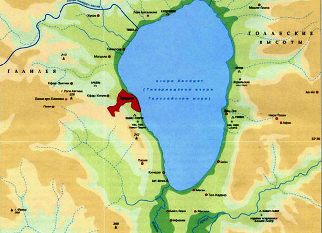 Тивериадское озеро на карте