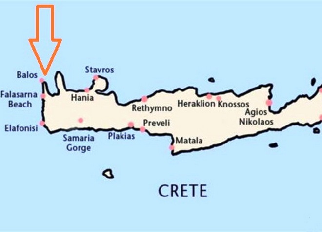 Бухта Балос (Крит) на карте
