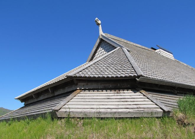 Фрагмент стены реконструированного дома вождя викингов