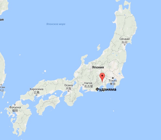Фудзияма на карте Японии