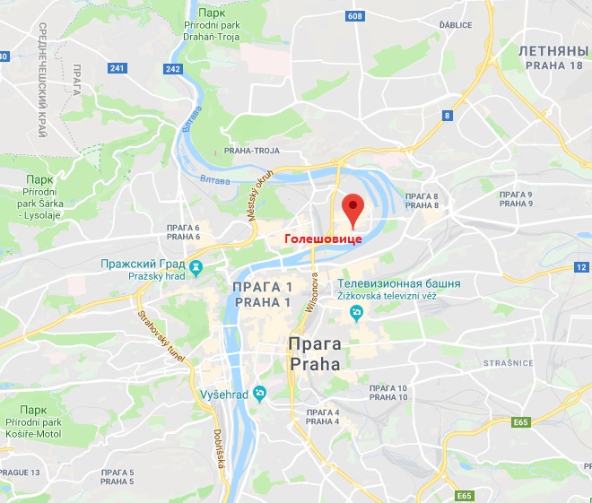 Голешовице на карте Праги