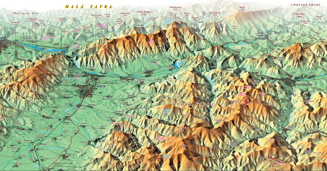 Карта горных вершин парка Мала Фатра