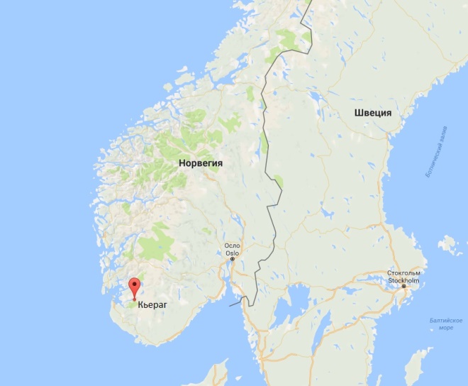 Кьёраг на карте Норвегии
