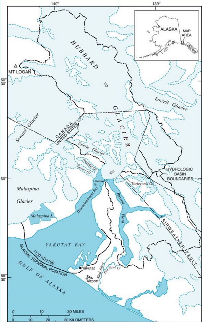 Ледник Хаббард на карте