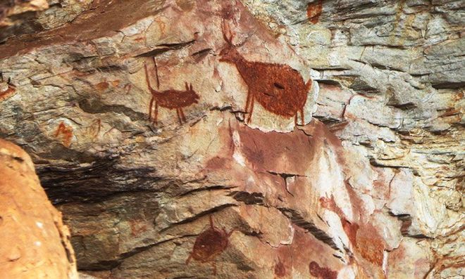 Образцы наскальной живописи, найденные в пещерах Педра-Пинтада