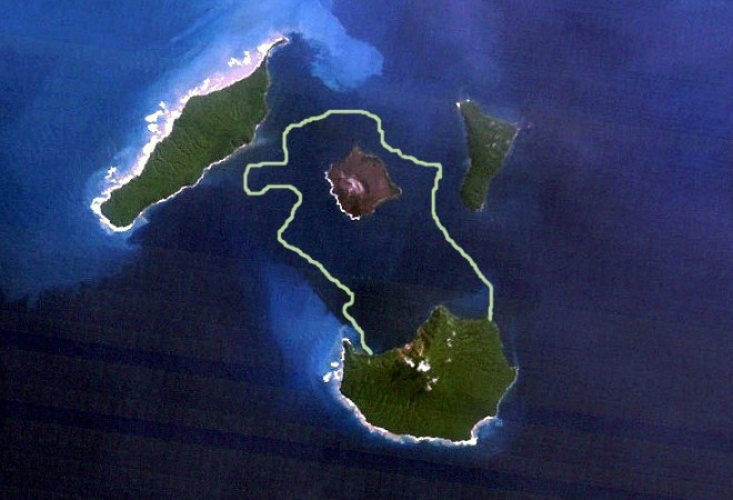 Очертания острова до 1883 г.