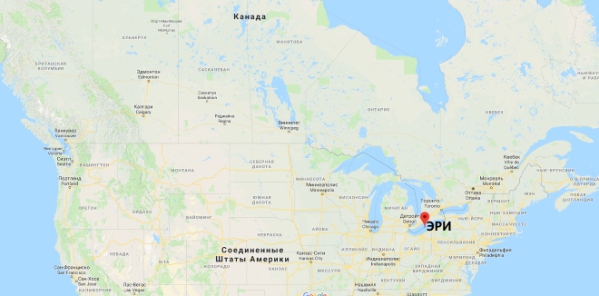 Озеро Эри на карте Канады