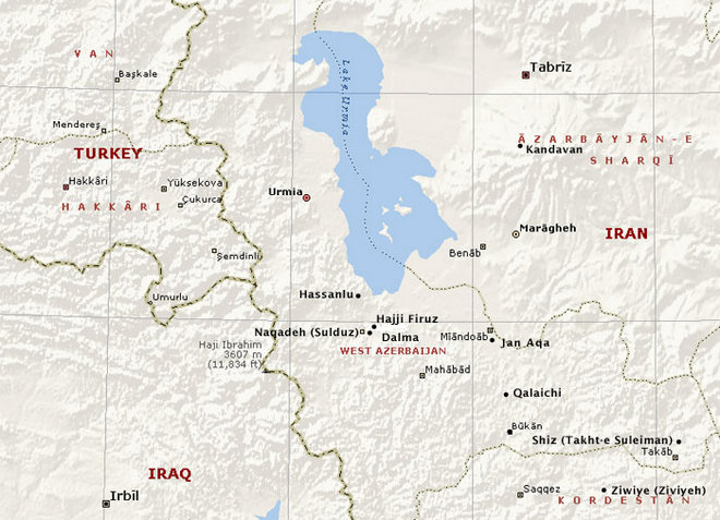 Озеро Урмия на карте